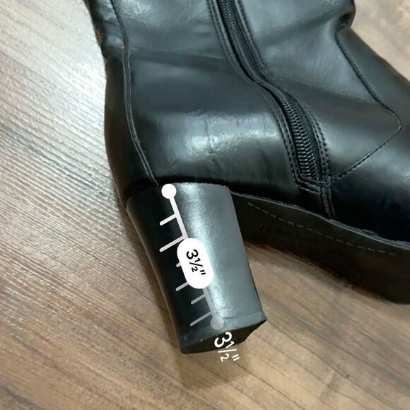 Naturalizer Black Campus Leather Knee High Boots 8 - Picture 9 of 10